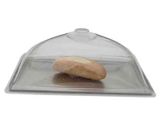 מגש הגשה/תצוגה 53/33 ס"מ שטוח נירוסטה רקוע DAMA 1/1 למכסה תצוגה פוליקרבונט 3