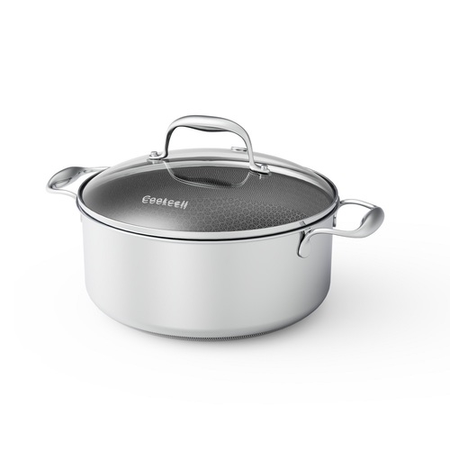 סיר נירוסטה 20 ס"מ 3.8 ליטר+מכסה זכוכית BLACK CUBE COOKCELL 3