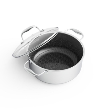 סיר נירוסטה 22 ס"מ 4.3 ליטר+מכסה זכוכית BLACK CUBE COOKCELL 5