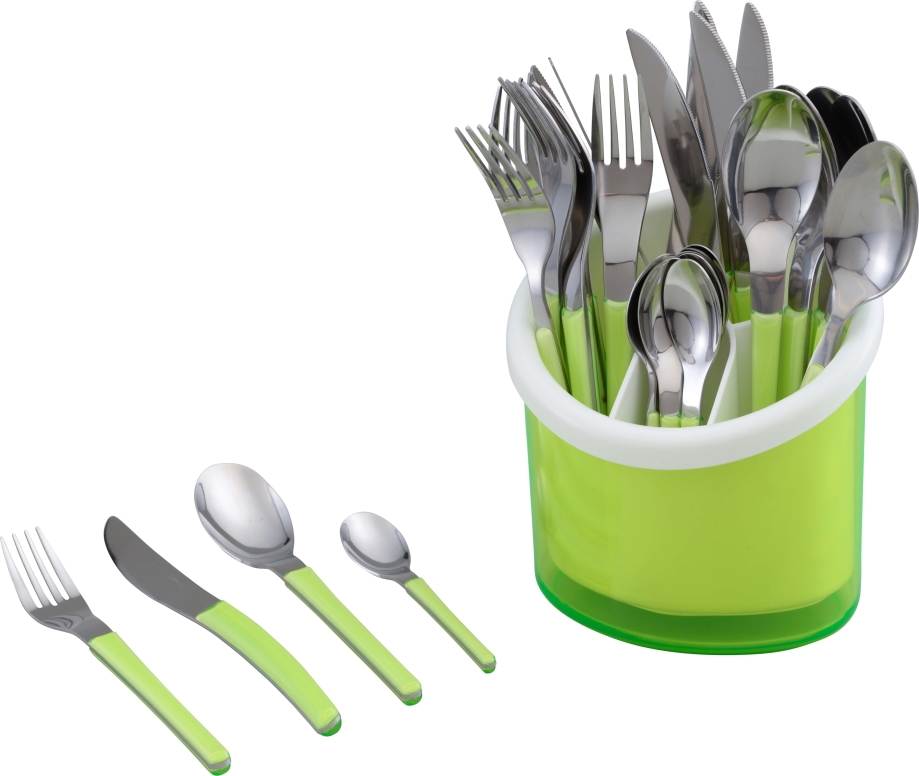 סט (24) סכו"ם צבעוני עם מעמד לימון 3