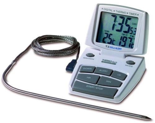 מד טמפרטורה דיגיטלי+ חיישן/חוט וטיימר -10עד+200 TFA 3