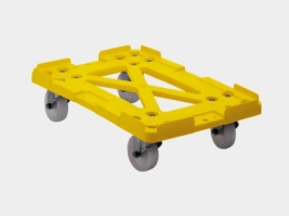 עגלת דולי פלסטיק קשיח צהוב+גלגלי אוקולון קשיחים