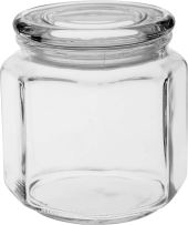 צנצנת מתומנת מכסה זכוכית 1.35 ליטר