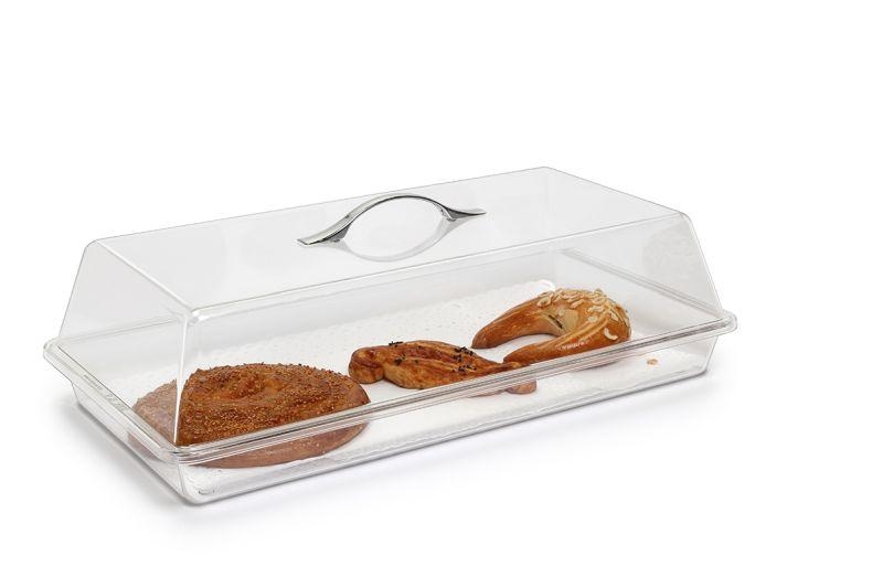 סט מגש+מכסה לעוגה/מאפים פוליקרבונט 45.6/24.8/12.5 ס"מ BORA 3