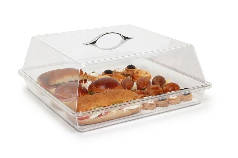 סט מגש+מכסה לעוגה/מאפים פוליקרבונט 40.2/40.2/18.5 ס"מ BORA 3