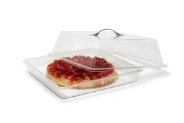 סט מגש+מכסה לעוגה/מאפים פוליקרבונט 33/27/15 ס"מ BORA