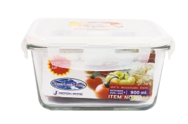 מיכל אחסון זכוכית מרובע 16 ס"מ 900 מ"ל סופרלוק 6086