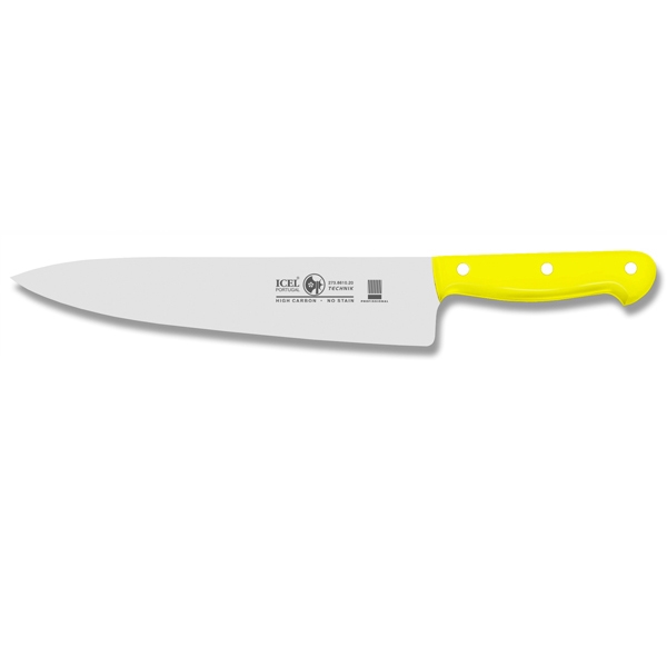 סכין שף רחב 30 ס"מ ידית בקלית צהובה ICEL TECHNIK 3