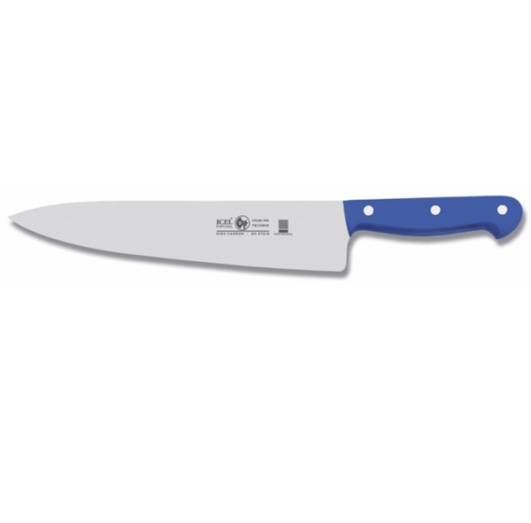 סכין שף רחב 20 ס"מ ידית בקלית כחולה ICEL TECHNIK 3