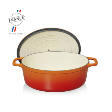 סיר/קסרול אובל כתום 31 ס"מ 6 ליטר ברזל ציפוי אמייל CHASSEUR 5