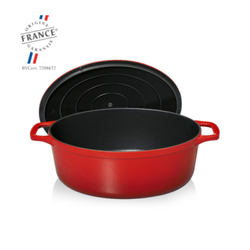 סיר/קסרול אובל אדום/ בורדו 35 ס"מ 8.5 ליטר ברזל ציפוי אמייל CHASSEUR 5