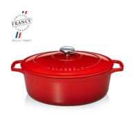 סיר/קסרול אובל אדום/ בורדו 35 ס"מ 8.5 ליטר ברזל ציפוי אמייל CHASSEUR