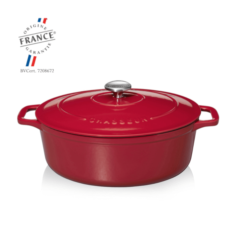 סיר קסרול אובל אדום/בורדו 27 ס"מ 4 ליטר CHASSEUR 3