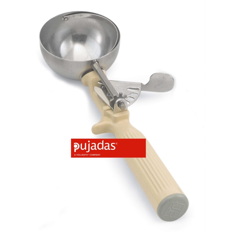 כף מידה קפיץ(גלידה) נירוסטה 96.1 מ"ל קוטר 70 מ"מ ידית בז' PUJADAS 3