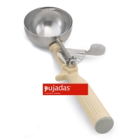 כף מידה קפיץ(גלידה) נירוסטה 96.1 מ"ל קוטר 70 מ"מ ידית בז' PUJADAS