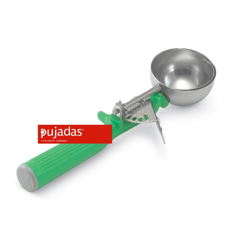 כף מידה קפיץ(גלידה) נירוסטה 78 מ"ל קוטר 64 מ"מ ידית ירוקה PUJADAS 3