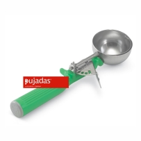 כף מידה קפיץ(גלידה) נירוסטה 78 מ"ל קוטר 64 מ"מ ידית ירוקה PUJADAS