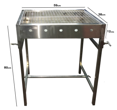 מנגל נירוסטה מחוזק בעל רגליים מתפרקות 53/32.5 GN (רשת 53/32.5) עומק 12 ס"מ גובה כללי 80 ס"מ BMLaz 5