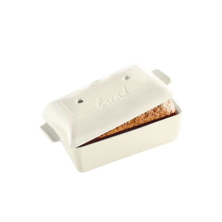 סיר חרס לאפייה לחם קרם לבן מלבני+מכסה 24/14/12 ס"מ EMILE HENRY 3