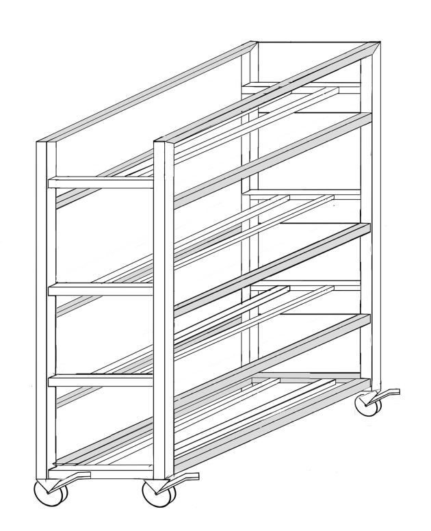 עגלה נירוסטה מיוחדת 4 קומות 69/42.5 ג-176 ס"מ עשויה פרופילים ,עבור ארגז ירקות פלסגד דגם 1010-01V 3