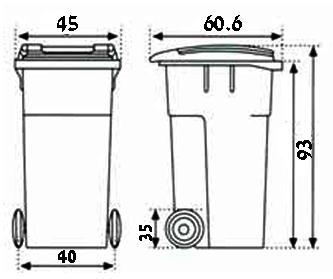 עגלה / עגלת אשפה ירוק 80 ליטר דולב 5