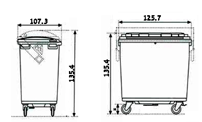 עגלה / עגלת  אשפה ירוק 1100 ליטר דיסקיות+רגלית דולב 5
