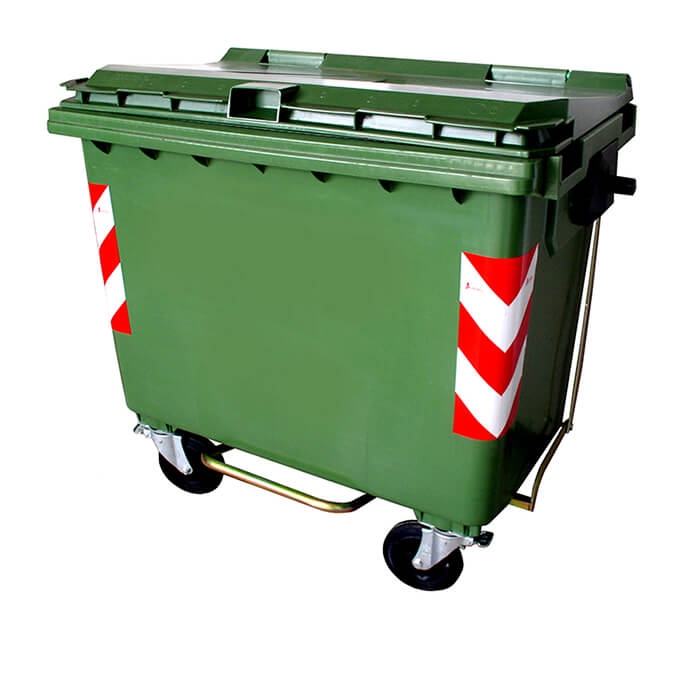 עגלה / עגלת  אשפה ירוק 1100 ליטר דיסקיות+רגלית דולב 3