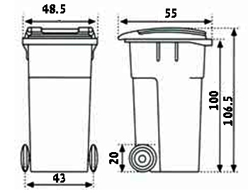 עגלה / עגלת אשפה כחול 140 ליטר למיחזור נייר+מנעול דולב 5