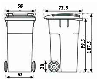 עגלה / עגלת אשפה כחול 240 ליטר למיחזור בקבוקים ללא מנעול דולב 5