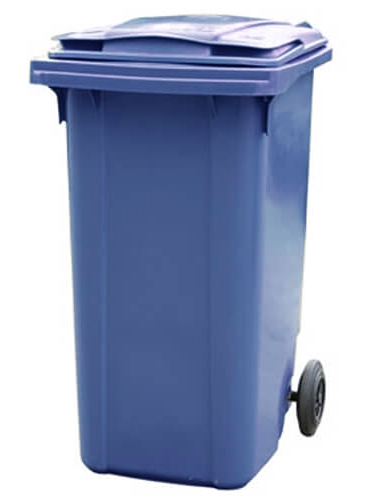 עגלה / עגלת אשפה כחול 240 ליטר למיחזור בקבוקים ללא מנעול דולב 3