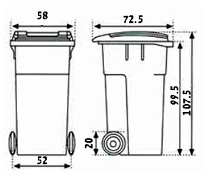 עגלה / עגלת אשפה כחול 240 ליטר למיחזור נייר+מנעול דולב 5