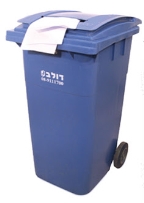 עגלה / עגלת אשפה כחול 240 ליטר למיחזור נייר+מנעול דולב