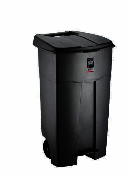 פח דוושה/פדל 125  ליטר שחור עם גלגלים 58/72/105 ס"מ 3