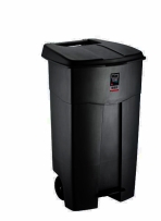 פח דוושה/פדל 125  ליטר שחור עם גלגלים 58/72/105 ס"מ