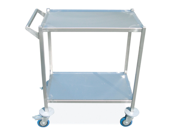 עגלה נירוסטה 2 קומות מדף 53/43 גובה 85 ס"מ + ידית צד(מיוחד עם אף מים 17 מעלות)