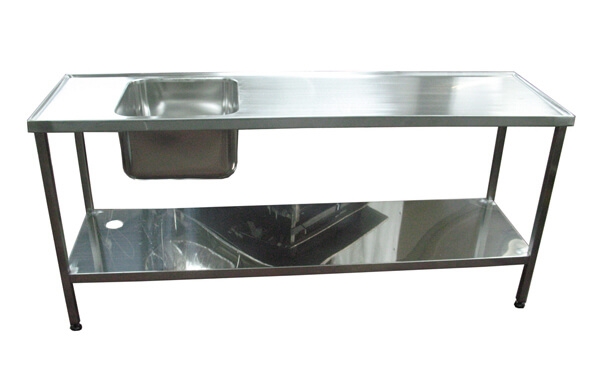 שולחן נירוסטה 70/130  ג'-90 ס"מ+כיור 30*60*60 ס"מ(צד שמאל ) דופן אחורי בגובה 5 ס"מ 3