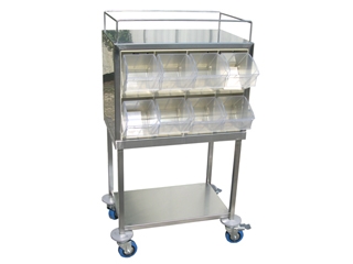 עגלה תבלינים כפולה 16 תאים (4 רב תא ) עם מדף תחתון 3