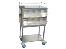 עגלה תבלינים כפולה 16 תאים (4 רב תא ) עם מדף תחתון