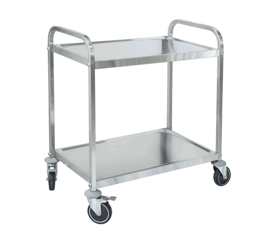 עגלה נירוסטה 2 קומות מדף  82/50 ( 83/53 ) גובה 90 ס"מ מחוזקת B-M "SUPER DUTY" PATENT