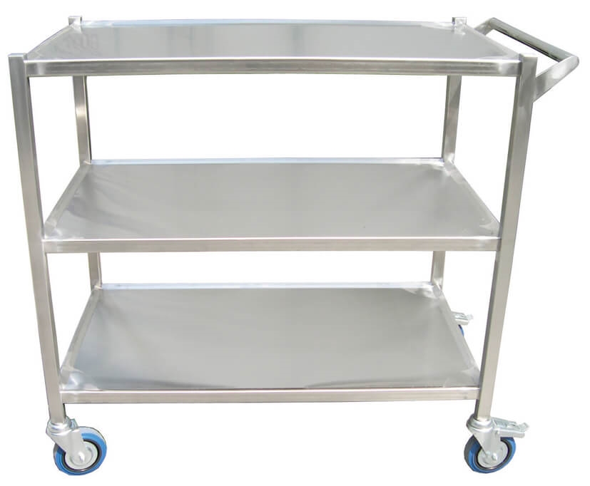 עגלה נירוסטה 3 קומות מדף 53/83 גובה 90 ס"מ ידית צד 3