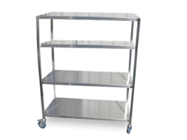 עגלה נירוסטה מיוחד 4 קומות מדף 53/83 גובה 100 ס"מ  מיוחד ללא אף מים (פינות ישרות)