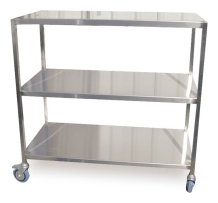 עגלה נירוסטה 3 קומות מדף 60/120 גובה 120 ס"מ פינות ישרות