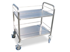 עגלה נירוסטה 2 קומות מדף 50/70 גובה 85 ס"מ+מעקה מעל 2 הקומות