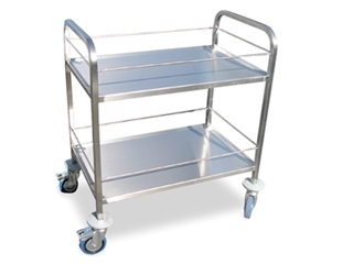 עגלה נירוסטה 2 קומות מדף 100/60 (100/58 ) גובה 85 ס"מ+מעקה מעל 2 הקומות 3