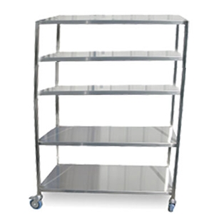 עגלה נירוסטה 5 קומות מדף 62/183 גובה 160 ס"מ פינות ישרות 3