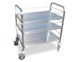 עגלה נירוסטה 3 קומות מדף 53/83 גובה 90 מעקה מעל 3 הקומות