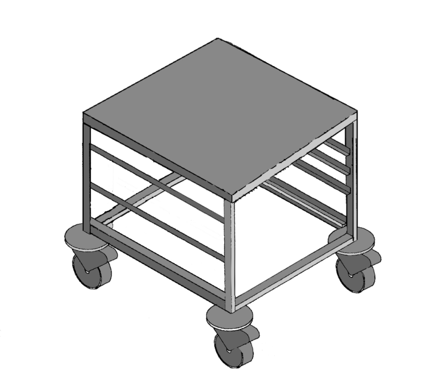 עגלה 3 מסלולים לסלי כוסות מרחק 27 ס"מ ממסלול למסלול סגור למעלה 3