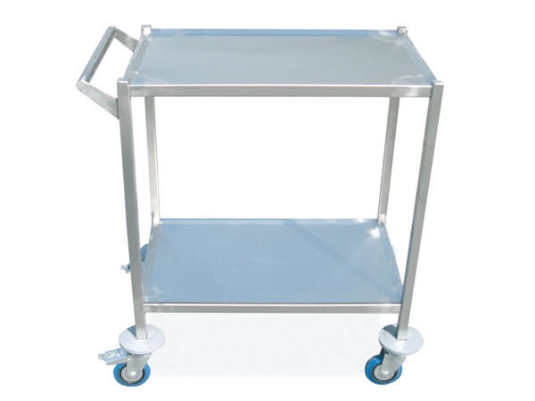 עגלה נירוסטה 2 קומות מדף 58/100 גובה  80 ס"מ ידית צד 3