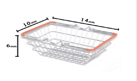 סל מרובע להגשת צ'יפס עם ידיות 14/10 ג' 6 ס"מ