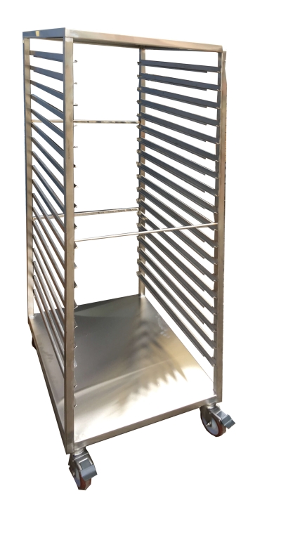 עגלה 18 מסלולים 2/1 מחוזקת עם מדף תחתון ומדף עליון וגלגליי נירוסטה שאינם בולטים מתחומי העגלה st-3 3